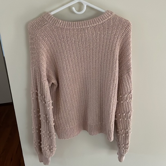 Madewell, size small, all cotton sweater with decorative sleeves, pink color - Picture 2 of 5